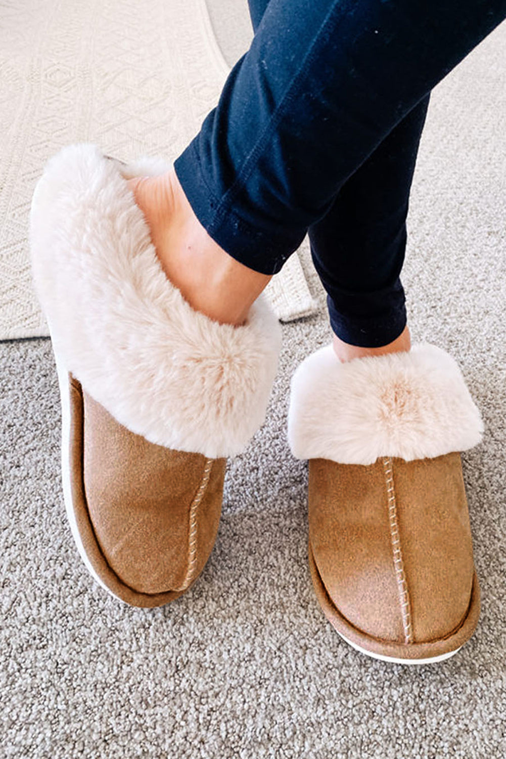 Faux Suede Plush Lined Slippers
