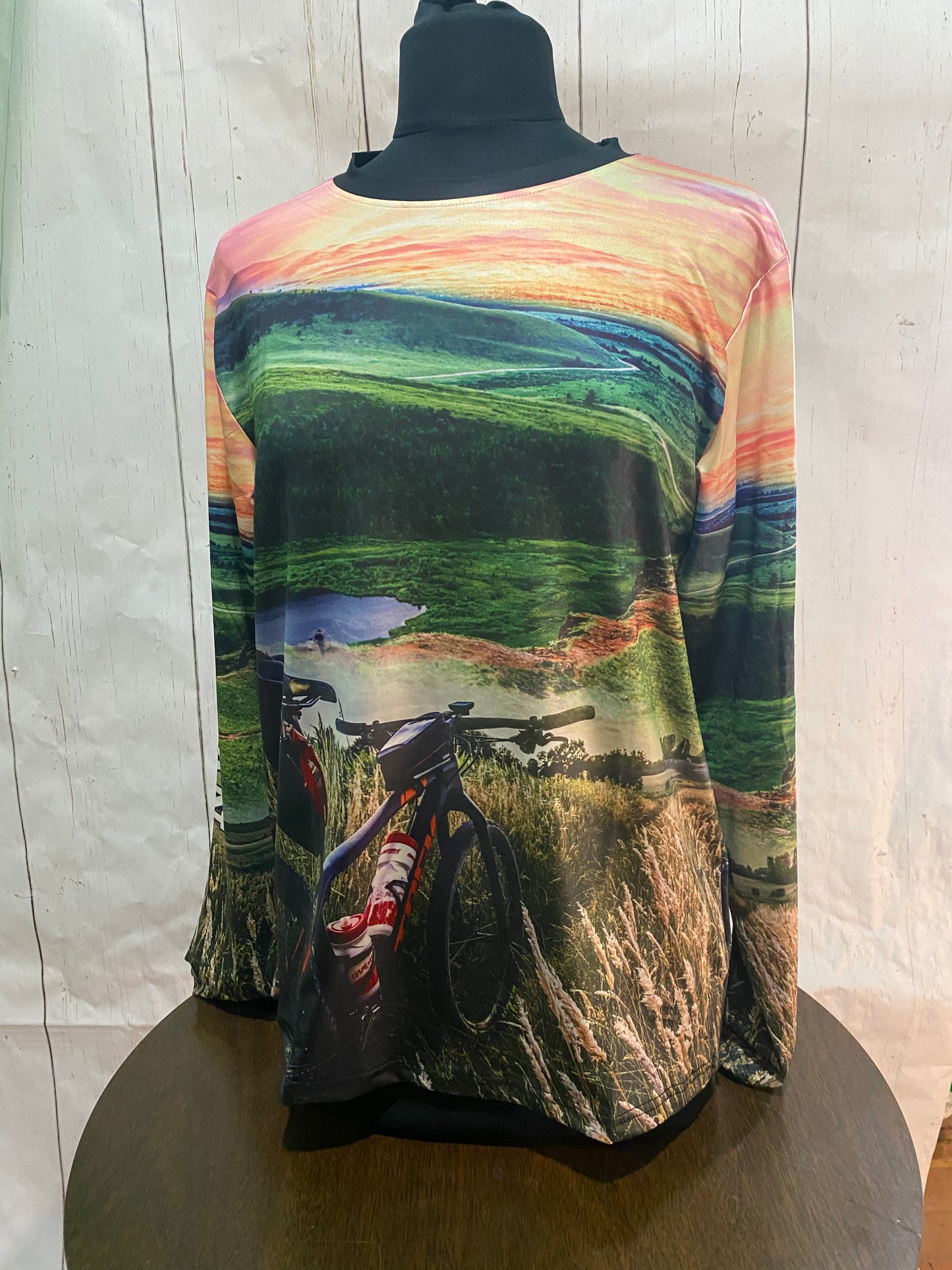 Upper Peninsula Mountain Biker Unisex Long-Sleeve Performance Tee Bike Shirt