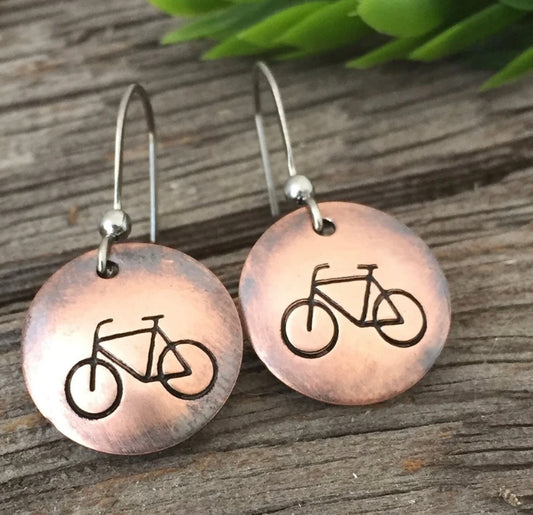 Copper Bike Earrings
