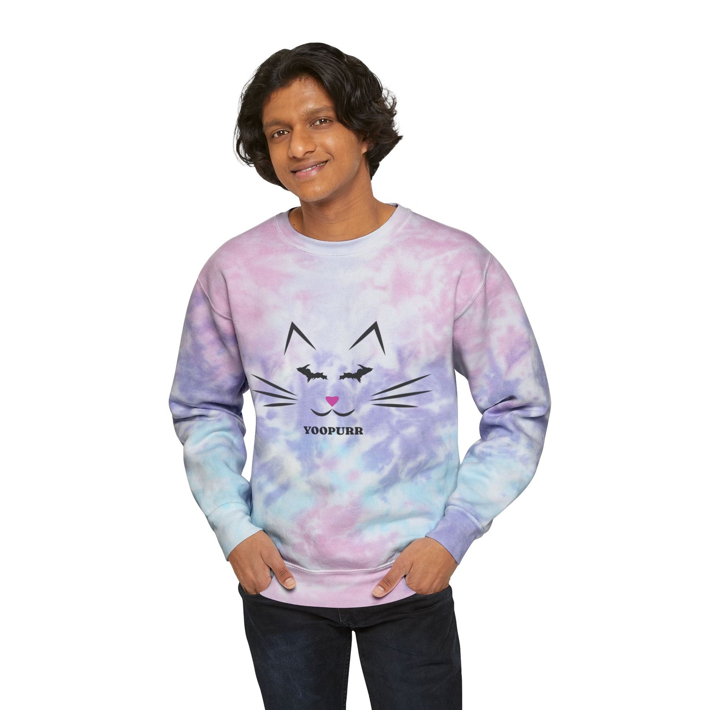 Yooper Cat Lover Unisex Tie-Dye Sweatshirt