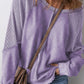 Pre-Order Solid Waffle Knit Patchwork Raglan Sleeve Sweatshirt