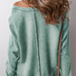 Pre-Order Solid Waffle Knit Patchwork Raglan Sleeve Sweatshirt