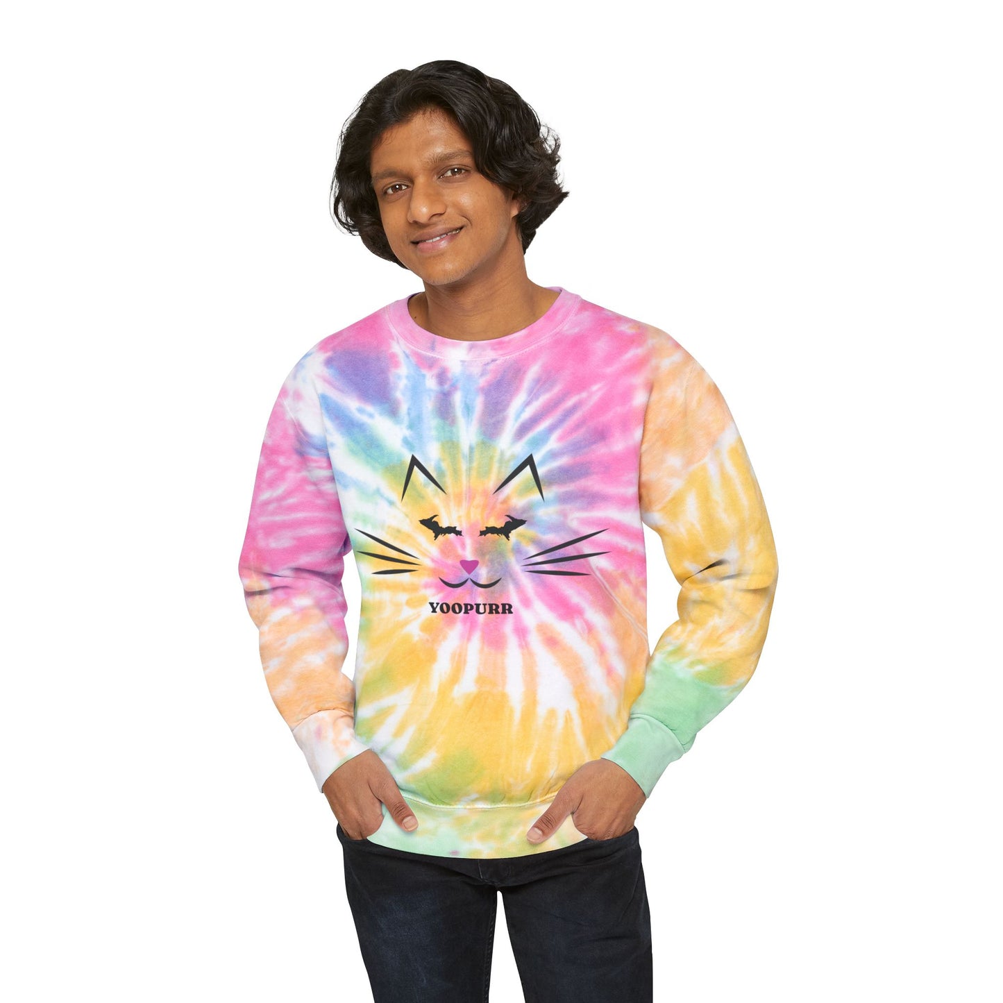 Yooper Cat Lover Unisex Tie-Dye Sweatshirt