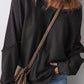 Pre-Order Solid Waffle Knit Patchwork Raglan Sleeve Sweatshirt