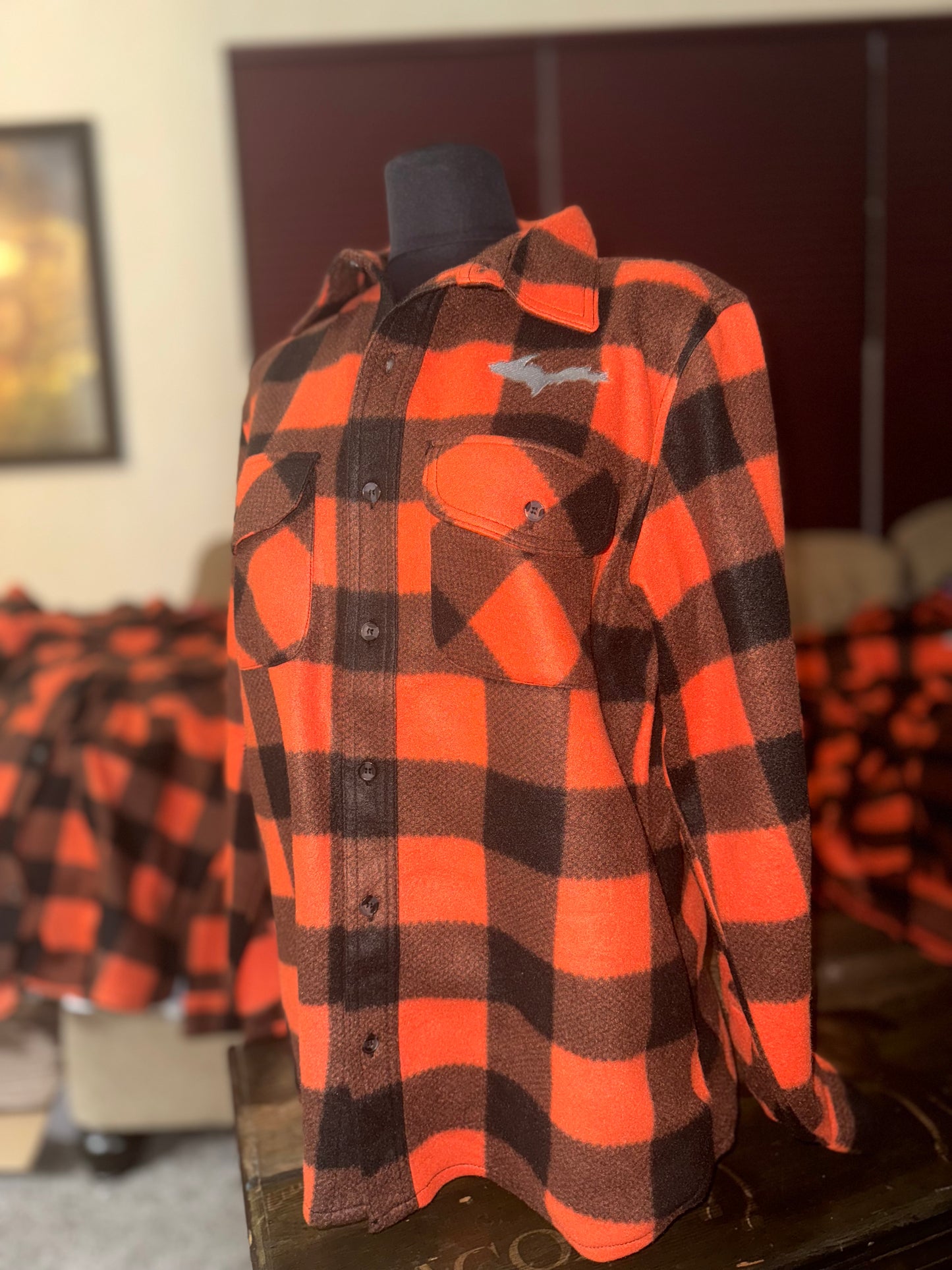 Men’s Orange Checked Fleece