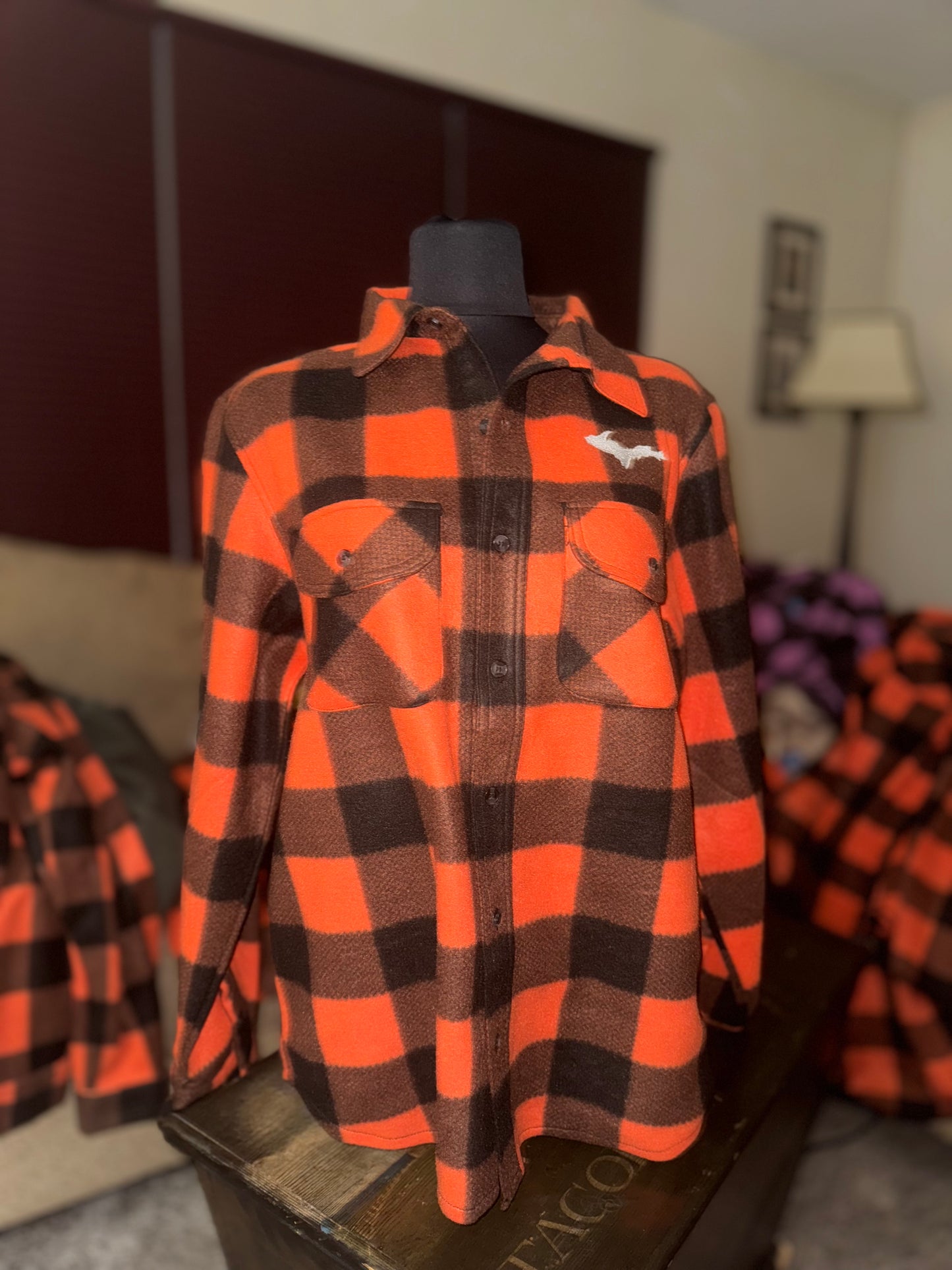 Men’s Orange Checked Fleece