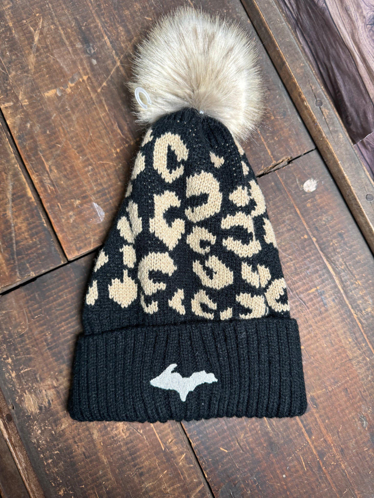 Cheetah Winter Pom Hat