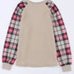 Apricot Plaid Raglan Sleeve Sweatshirt