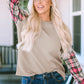 Apricot Plaid Raglan Sleeve Sweatshirt