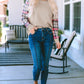 Apricot Plaid Raglan Sleeve Sweatshirt