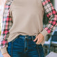 Apricot Plaid Raglan Sleeve Sweatshirt