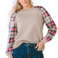 Apricot Plaid Raglan Sleeve Sweatshirt