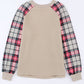 Apricot Plaid Raglan Sleeve Sweatshirt