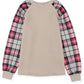 Apricot Plaid Raglan Sleeve Sweatshirt