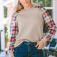 Apricot Plaid Raglan Sleeve Sweatshirt