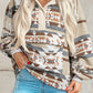 Apricot Aztec Print Collared Flap Pocket Sweatshirt