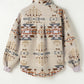 Apricot Aztec Print Collared Flap Pocket Sweatshirt