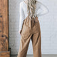 Solid Pocketed Loose Fit Corduroy Overall