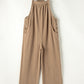 Solid Pocketed Loose Fit Corduroy Overall