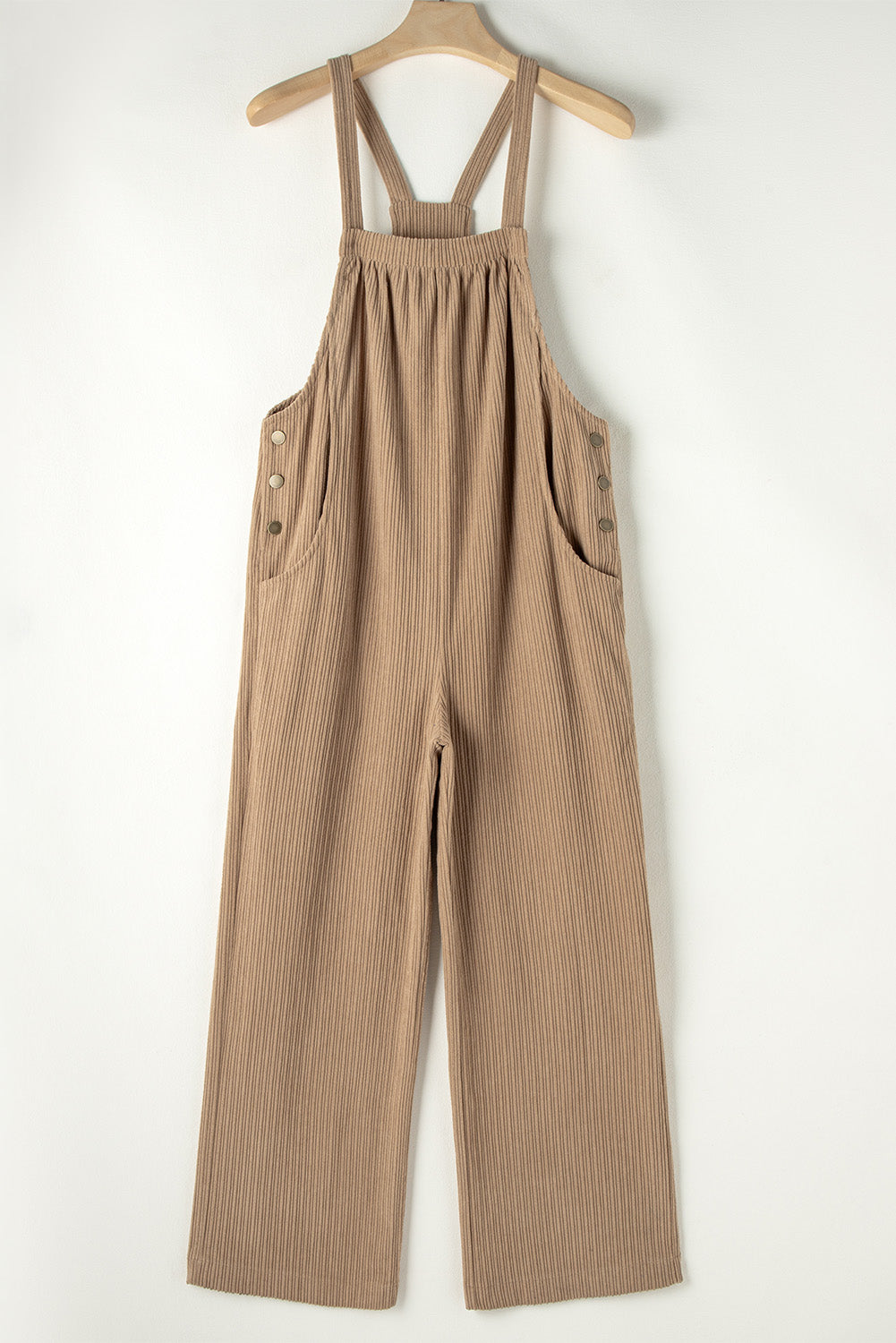 Solid Pocketed Loose Fit Corduroy Overall