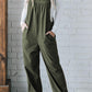 Solid Pocketed Loose Fit Corduroy Overall