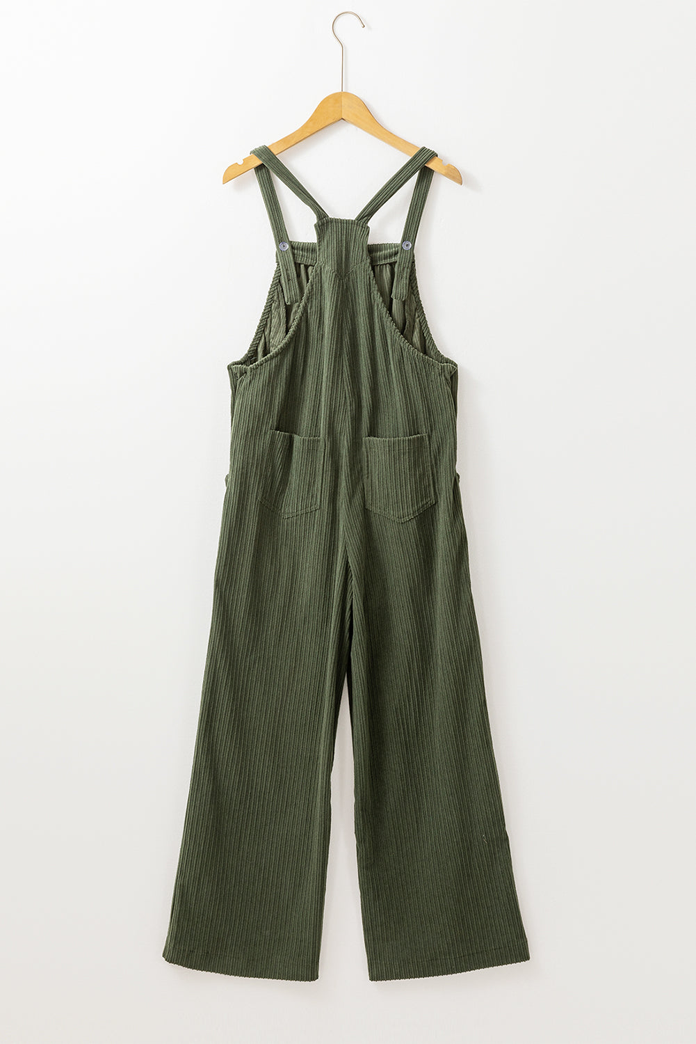 Solid Pocketed Loose Fit Corduroy Overall