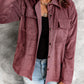 Pocketed Button Ribbed Textured Shacket