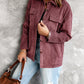 Pocketed Button Ribbed Textured Shacket