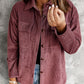 Pocketed Button Ribbed Textured Shacket