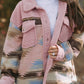 Western Aztec Print Sherpa Splicing Buttoned Flap Pocket Coat