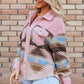 Western Aztec Print Sherpa Splicing Buttoned Flap Pocket Coat