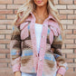 Western Aztec Print Sherpa Splicing Buttoned Flap Pocket Coat