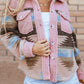 Western Aztec Print Sherpa Splicing Buttoned Flap Pocket Coat