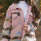 Western Aztec Print Sherpa Splicing Buttoned Flap Pocket Coat