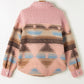 Western Aztec Print Sherpa Splicing Buttoned Flap Pocket Coat