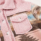 Western Aztec Print Sherpa Splicing Buttoned Flap Pocket Coat