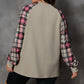 Apricot Plus Size Plaid Raglan Sleeve Crew Neck Sweatshirt