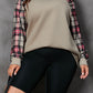 Apricot Plus Size Plaid Raglan Sleeve Crew Neck Sweatshirt