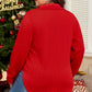 Red Cable Textured Quarter Zip Pocketed Plus Size Pullover