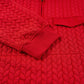 Red Cable Textured Quarter Zip Pocketed Plus Size Pullover