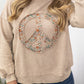 Plus Size Pre-Order Pale Khaki Floral Peace Sign Graphic Washed Terry Sweatshirt