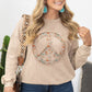 Plus Size Pre-Order Pale Khaki Floral Peace Sign Graphic Washed Terry Sweatshirt