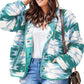 Green Geometric Aztec Pattern Plus Size Fleece Jacket