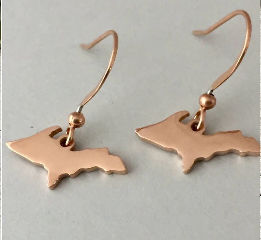 UP Outline Earrings, Rose Gold