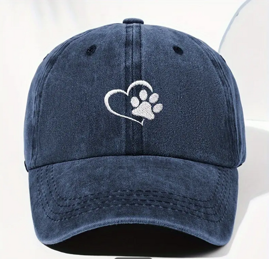 Embroidered Paw Print Baseball Hat