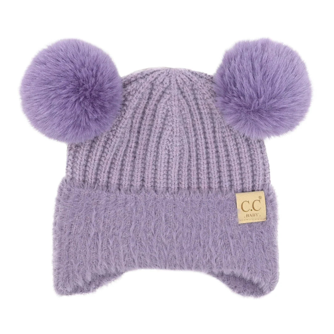 Baby Fur Ear Flap Double Pom CC Hat