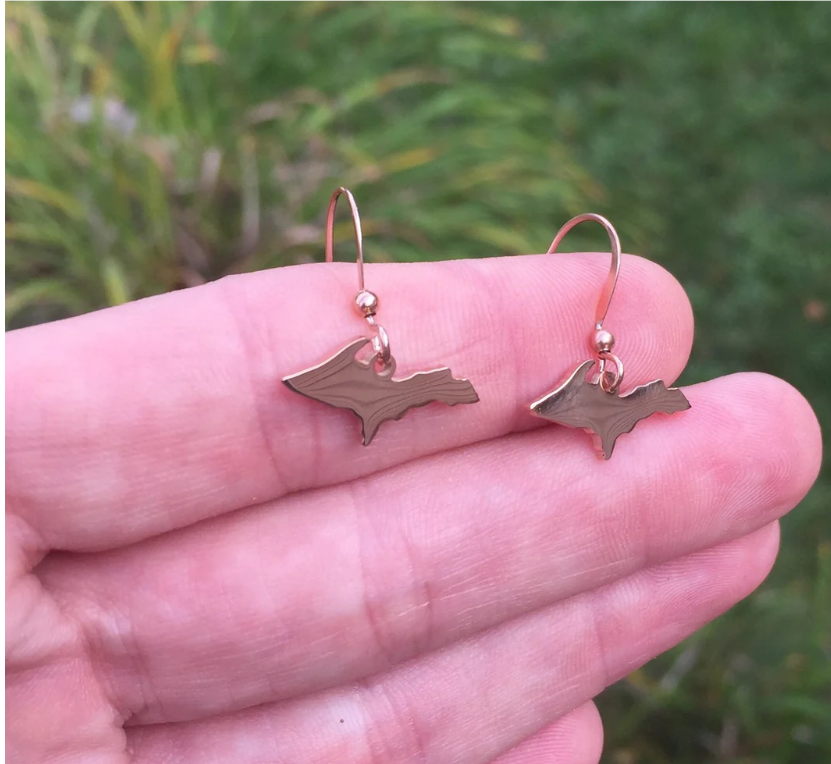 UP Outline Earrings, Rose Gold