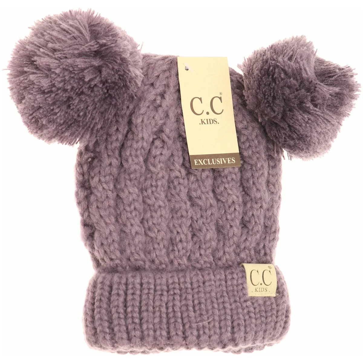 Kids Solid Double Pom CC Beanies